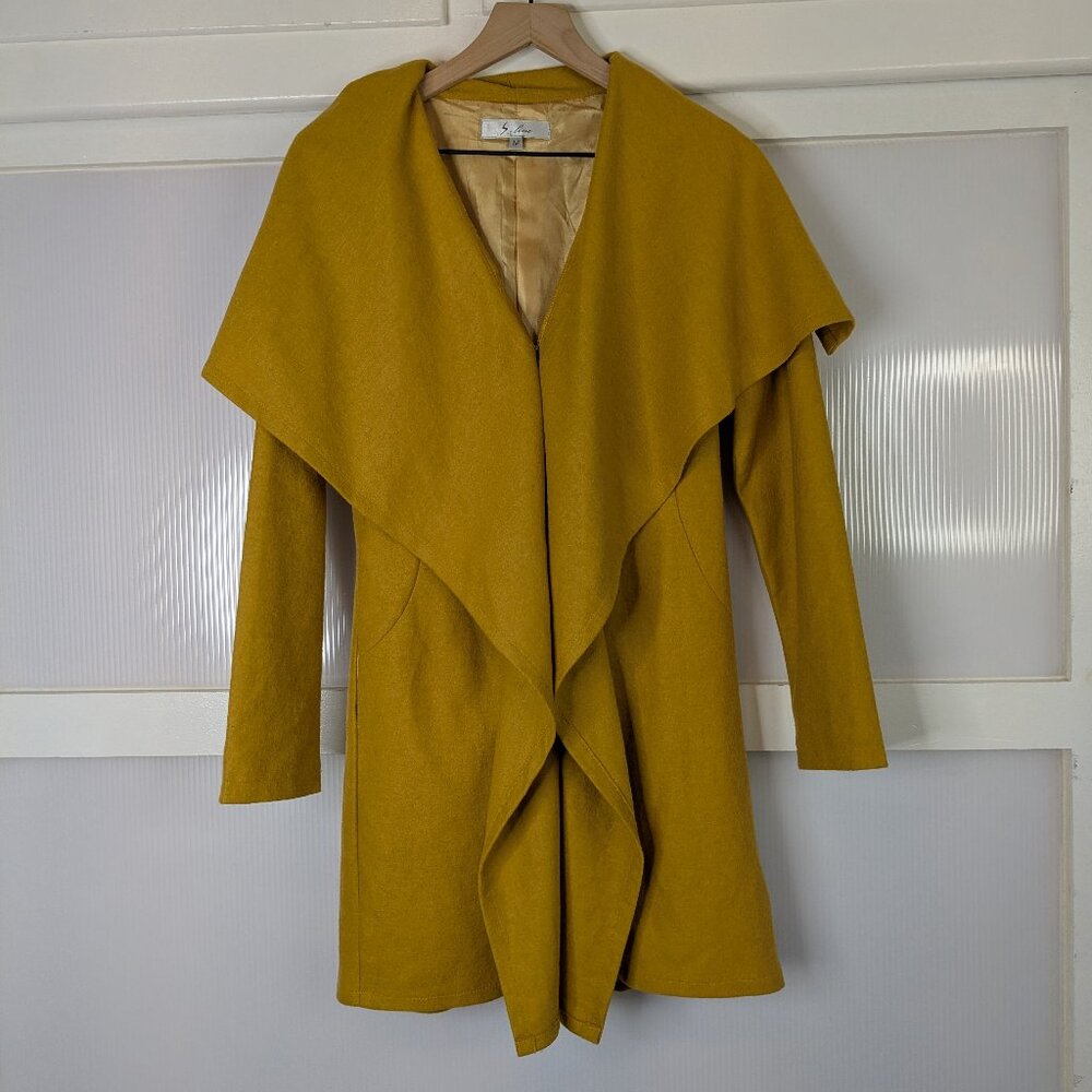 S. Line Gold Yellow Wool Blend Waterfall Front Lightweight Jacket Size Medium
